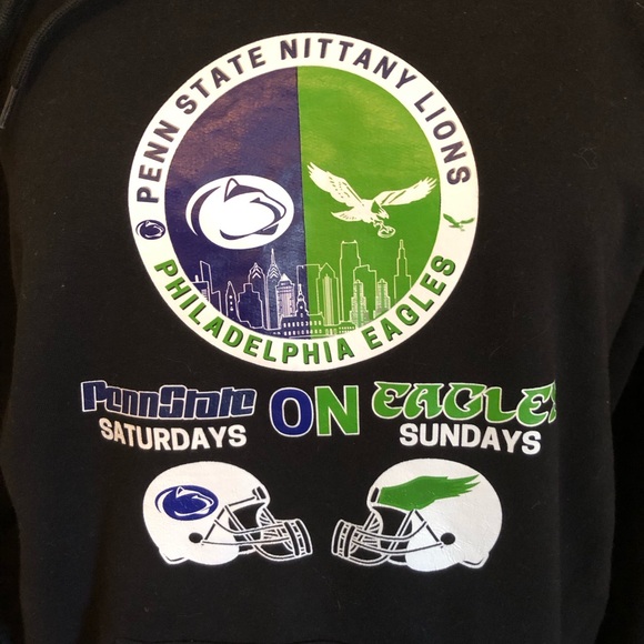 PENN STATE Saturdays PHILADELPHIA EAGLES Sundays Navy Pullover Hoodie Size L - Picture 1 of 8